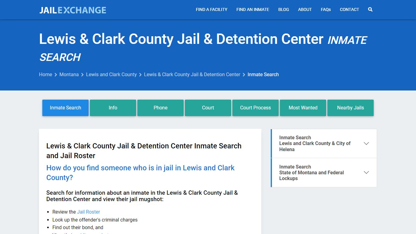 Lewis & Clark County Jail & Detention Center Inmate Search
