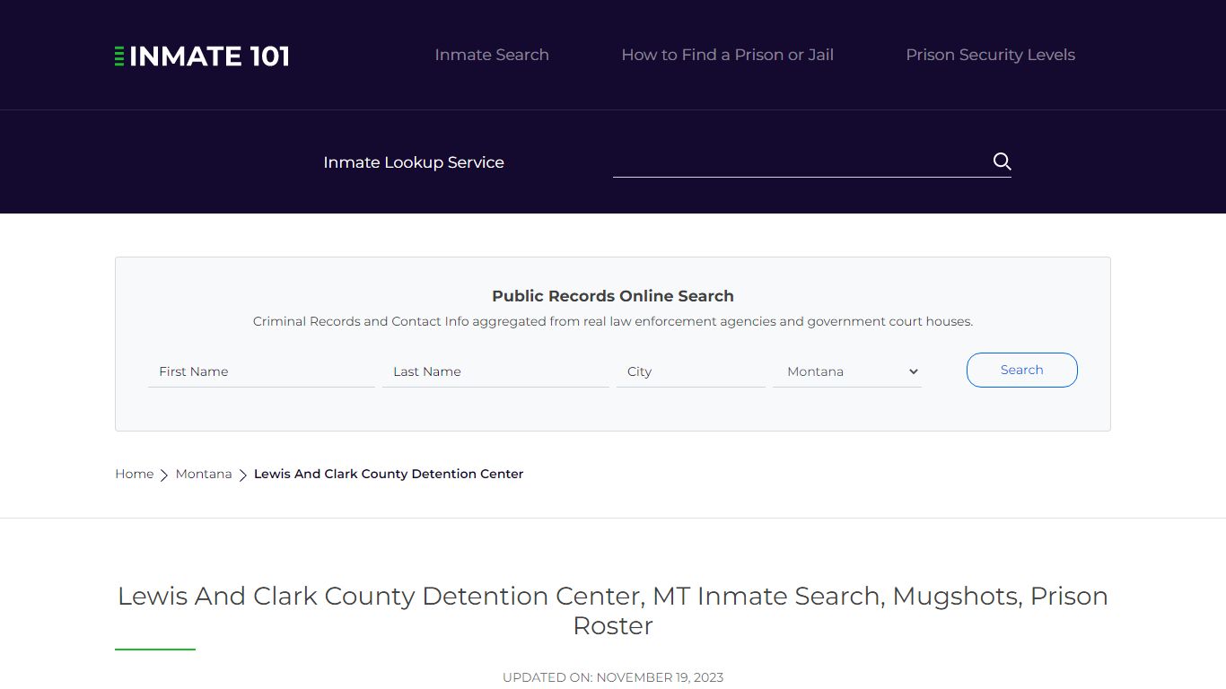 Lewis And Clark County Detention Center, MT Inmate Search, Mugshots ...